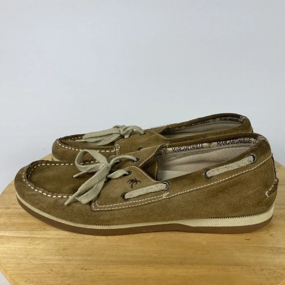 Margaritaville‎ Boat Deck Shoe Men's 9.5 Tan Leather Shoes South Shore Jimmy